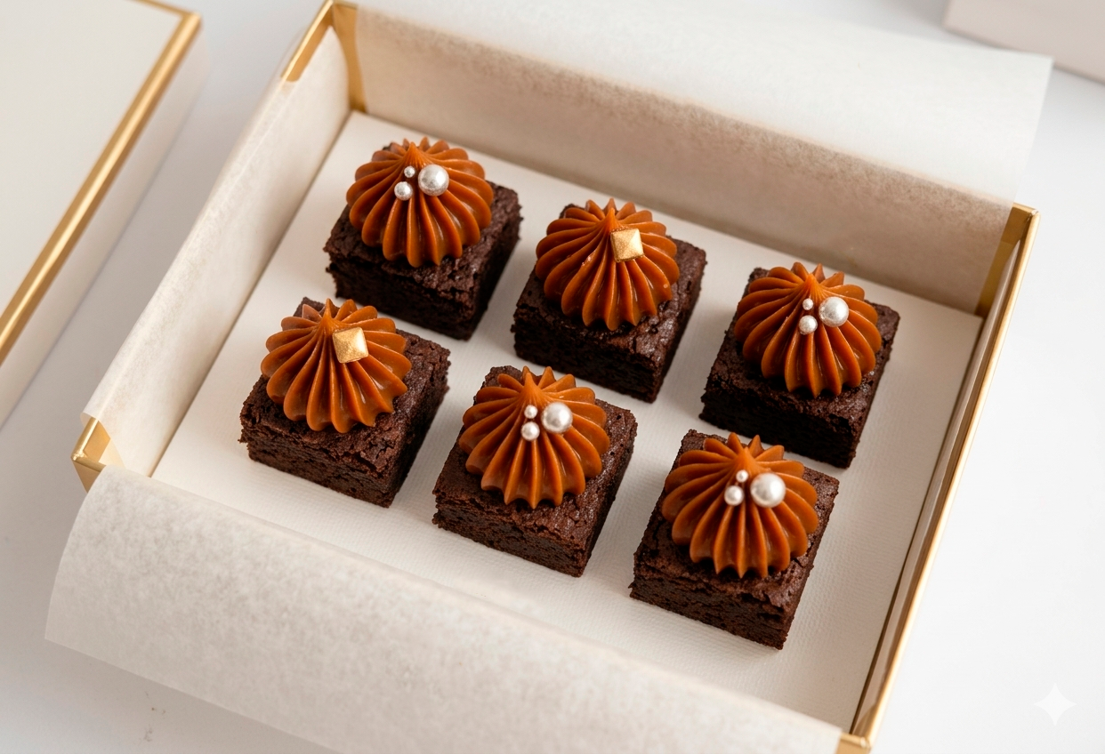 6 Mini Brownies con Dulce de Leche